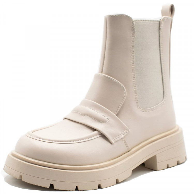 Ботинки для девочки (ИРИНА) цвет бежевый верх-искусственная кожа подкладка - байка размерный ряд 31-38 артикул kok-EM3-3