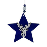 Украшение декоративное "Темно-синяя звезда с оленем" 11см арт.82478