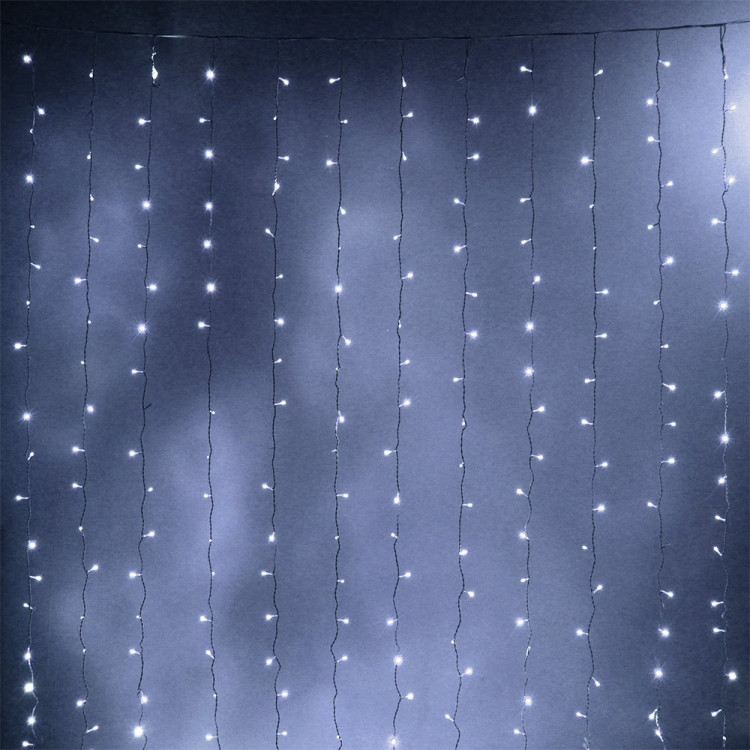 Гирлянда эл.д/улицы занавес Дождь 3*2,5м 480LED (св.провод) цв.белый мерц. IP-65 арт.725-510