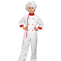 Костюм М (ПРОФЕССИЯ) Повар-шеф (куртка,брюки,колпак) р.116-128 цв.белый ткань арт.5117