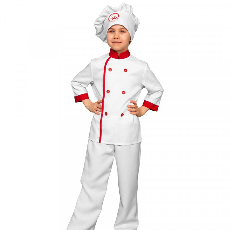 Костюм М (ПРОФЕССИЯ) Повар-шеф (куртка,брюки,колпак) р.116-128 цв.белый ткань арт.5117 Костюм М (ПРОФЕССИЯ) Повар-шеф (куртка,брюки,колпак) р.116-128 цв.белый ткань арт.5117
