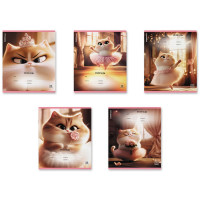 Тетрадь 12 листов клетка (ErichKrause) Prima Cat выборочный УФ-лак глиттер ассорти арт.64822