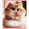 Тетрадь 12 листов клетка (ErichKrause) Prima Cat выборочный УФ-лак глиттер ассорти арт.64822