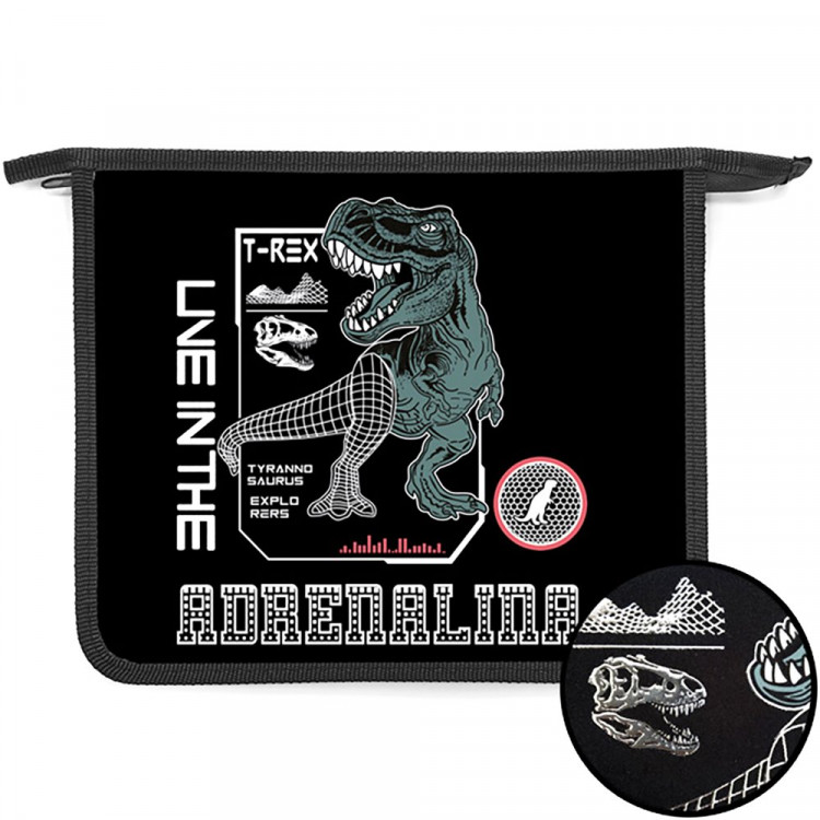 Папка школьная для тетрадей А5 на молнии (Оникс) Кибер дино арт.ПТ-73-12 дизайн с двух сторон