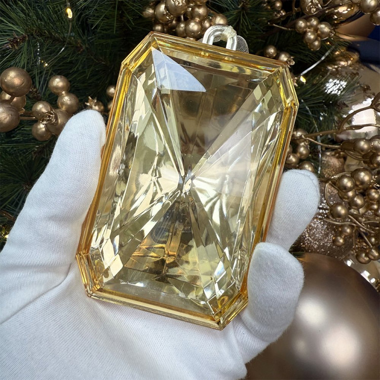 Украшение декор.подвеска пластик "DIAMOND_Shine" 10см цв.золото арт.196-0835