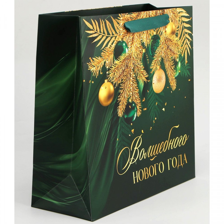 Пакет подароч. бумаж. 30*30см "Волшебного Нового года" цв.зелёный арт.9524154