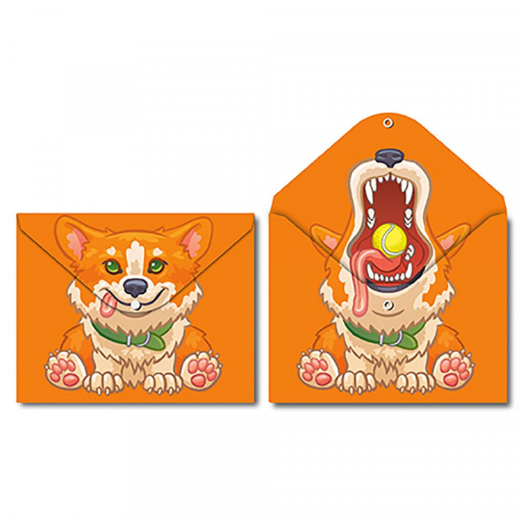 Папка-конверт на кнопке А4 (CENTRUM) 180мкм Корги арт.74965