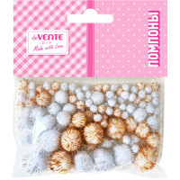 Набор для творчества Помпоны 100 штук deVENTE Блестящие золотые и серебряные ассорти арт.8000501
