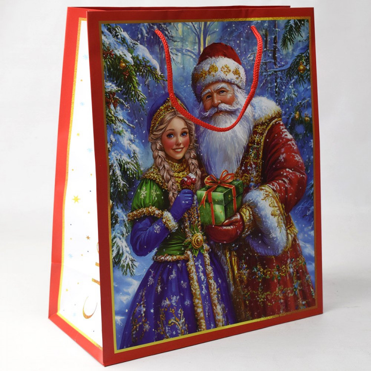 Пакет подароч. бумаж. 26*32см "Дед Мороз и Снегурочка" арт.95735FE