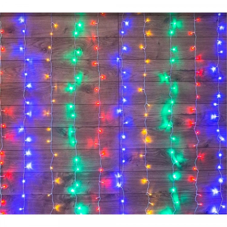 Гирлянда эл.д/дома занавес Дождь 2*3м 240LED цв.мульти (с.провод) арт.235-069