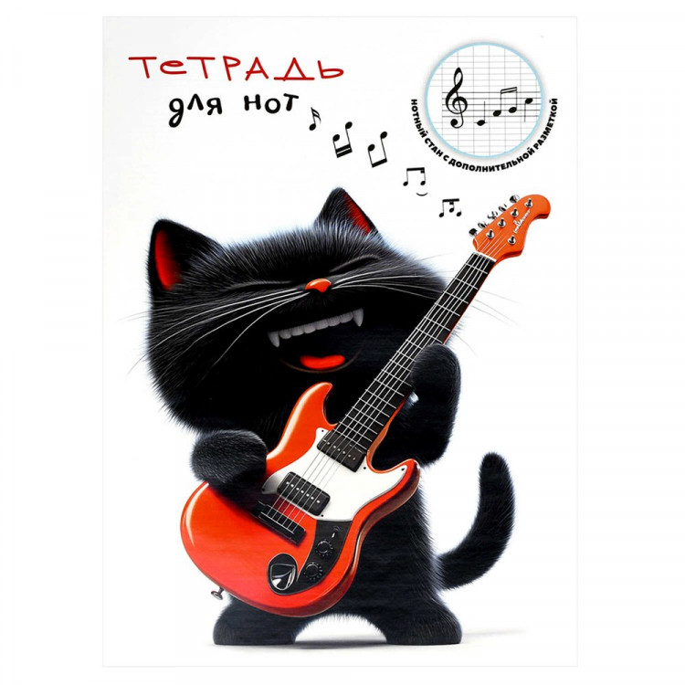 Тетрадь для нот А4 12 листов скоба (Феникс) Котенок с гитарой  130 г/м² арт.69900