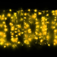 Гирлянда электрическая уличная занавес Дождь 3*2,5м 480LED цвет желтый (светлый провод) 8режимов арт.196-507