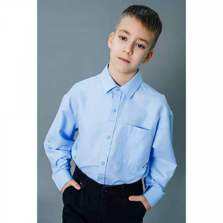 Сорочка детская  (Делорас) длинный рукав размерный ряд 31/128-134-35/152-158  цвет светло-голубой арт.C71711 на кнопках