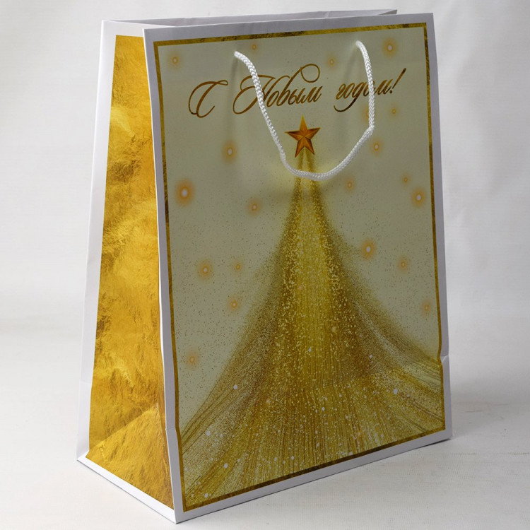 Пакет подароч. бумаж. 26*32см "Новогоднее сияние" цв.белый арт.95738FE