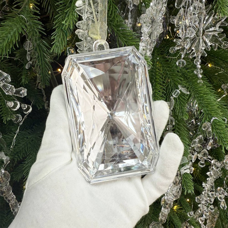 Украшение декор.подвеска пластик "DIAMOND_Shine" 10см цв.серебро арт.196-0833