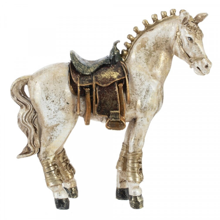 Статуэтка декоративная (Дворцовая коллекция) "Лошадь" 12,5см белая/золото арт.825450