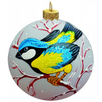 Шар стекло 10см "Синичка" п/у арт.КУ-100-1602