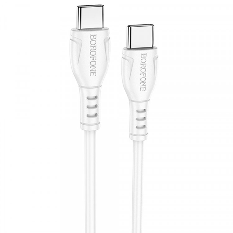 Кабель Type-C - Type-C Borofone BX51 Triumph, 1.0м, 3,0А, 60Вт, PD, QC 3.0, FCP, AFC, цвет: белый