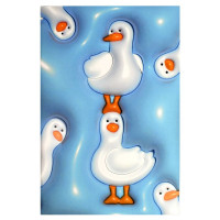 Тетрадь А5 клетка 32 листа скоба (Феникс) 3D-Гуси ламинация софт-тач вельвет выборочный УФ-лак рт.70425