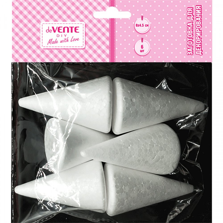 Заготовка для декорирования из пенополистирола Конусы 6 штук 80х45мм deVENTE арт.8003921