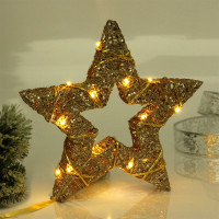 Фигура светодиодная д/помещений на батарейках 2АА "Звезда" 25см золот. (цв.т.белый) арт.700-0464