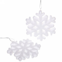 Украшение декор.подвеска "Снежинка" 10,5см 02шт/наб. цв.белый блеск арт.916-0007