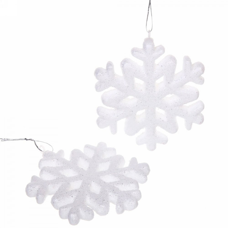 Украшение декор.подвеска "Снежинка" 10,5см 02шт/наб. цв.белый блеск арт.916-0007