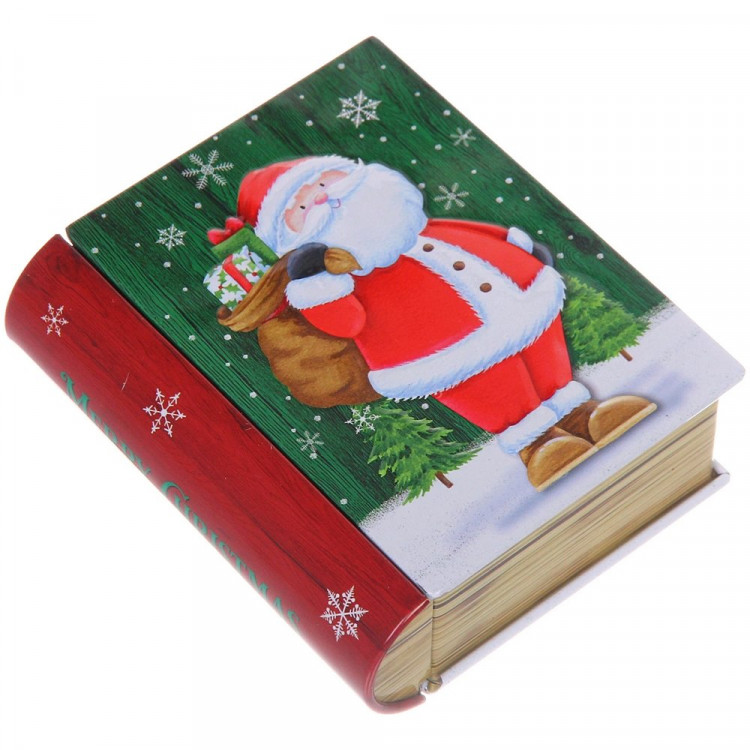 Банка жестяная "Книга. Дед Мороз с подарками" 11,5*10*3,8см арт.894-420