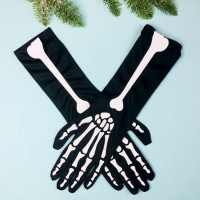 Перчатки карнавальные "Скелет" удлиненные черный арт.770-0483