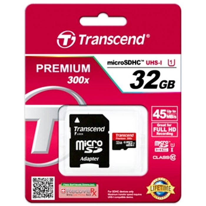 Карта памяти 32GB microSD Trancend microSDHC Class 10 UHS-I U1, TLC