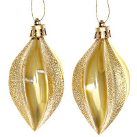Украшение декор.подвеска пластик "Капля граненая. Очарование" 08см 02шт/наб. цв.золото арт.916-900