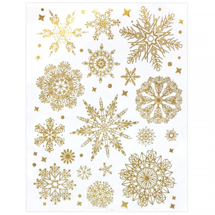 Украшение-наклейка на окно 30*40см "Снежинки золотые" арт.88373