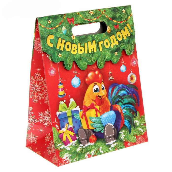 Пакет подарочный 18*23см бумаж. Петух с подарком арт.1313828 Пакет подарочный 18*23см бумаж. Петух с подарком арт.1313828