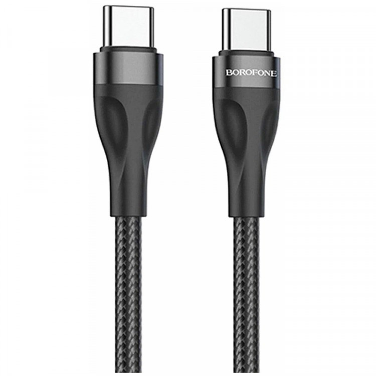 Кабель Type-C - Type-C Borofone BX61 Source, 1.0м, 3,0А, 60Вт, PD, QC 3.0, FCP, AFC, цвет: чёрный