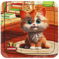 Пазл деревянный Котенок(Буратино) 10*10 см арт.BRT11