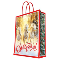 Пакет подароч. бумаж. 26*32см "Три белых коня" цв.белый арт.95745FE Пакет подароч. бумаж. 26*32см "Три белых коня" цв.белый арт.95745FE