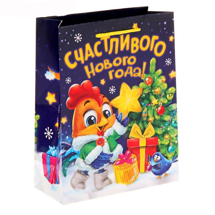 Пакет подарочный 18*23см бумаж. Новогодний петушок арт.1299839 Пакет подарочный 18*23см бумаж. Новогодний петушок арт.1299839