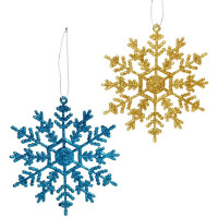 Украшение декоративное "Зимние снежинки" 02шт/набор 9,5см синий/золото арт.916-688