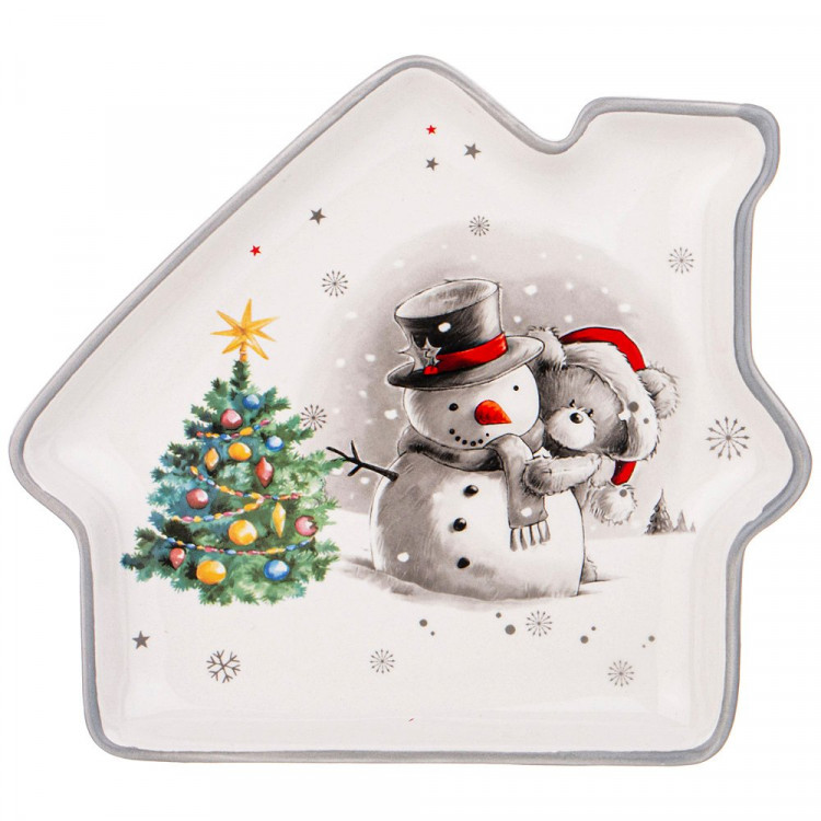 Тарелка "С Новым годом" 23,5*19*2,5см форма домика арт.358-2105