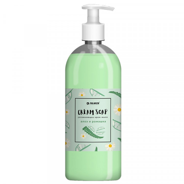 т/м жидкое 1л дозатор Cream Soap ромашка и алоэ (крем) Pro-Brite арт.1090-1 (Ст.12)