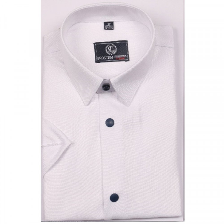 Сорочка детская короткий рукав размерный ряд 30/128-134-36/158-164  цвет белый Brostem арт.2SBD79+00ds на кнопках