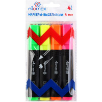 Набор текстовыделителей Attomex 1-4мм, 4 цвета (желтый/зеленый/оранжевый/розвый) арт.5045304