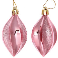 Украшение декор.подвеска пластик "Капля граненая. Очарование" 08см 02шт/наб. цв.розов. арт.916-902