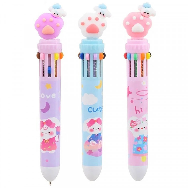 Ручка многоцветная 10-цветная (MC Basir) Лапки 0,5мм ассорти арт.JD-6613 Ручка многоцветная 10-цветная (MC Basir) Лапки 0,5мм ассорти арт.JD-6613