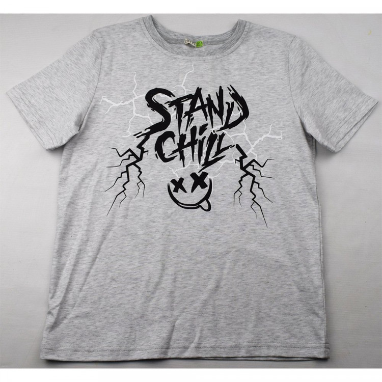 Футболка для мальчика арт.CLE 846591кд_п размер 34/134-42/158 цвет меланж светло-серый