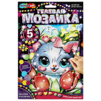 Игра Мозаика гелевая Котик в тюльпанах (MultiArt) 17x23см арт.GEL-122302