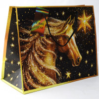 Пакет подароч. бумаж. 33*26см "Лошадь золотая" цв.черный арт.95775FE Пакет подароч. бумаж. 33*26см "Лошадь золотая" цв.черный арт.95775FE