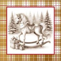 Салфетки бумажные 33*33см 3 слоя 20шт/уп. Bouquet "Лошадь на золотой клетке" арт.25439