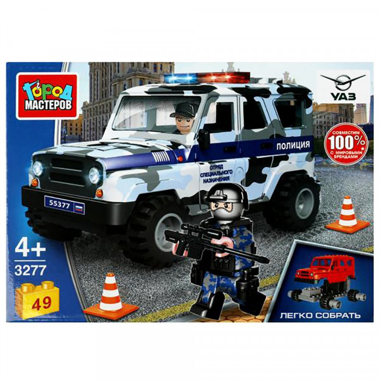 Конструктор пластиковый UAZ hunter Спецназ 49 деталей (Город мастеров) арт.SB-3277