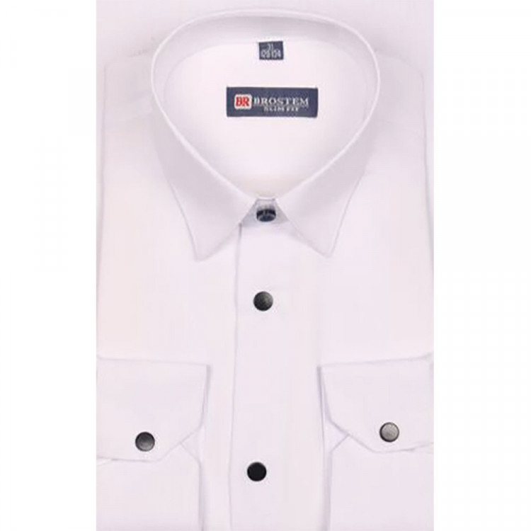 Сорочка детская приталенная длинный рукав размерный ряд 29/116-122-36/158-164  цвет белый Brostem арт.DS1A60-4701d** на кнопках
